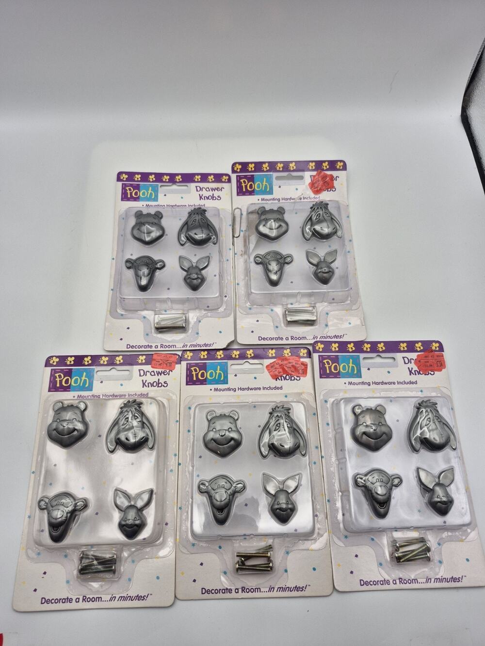 Lot of 5 Winnie The Pooh 4 Pack Drawer Knobs Tigger, Piglet, Eeyore, Pooh New